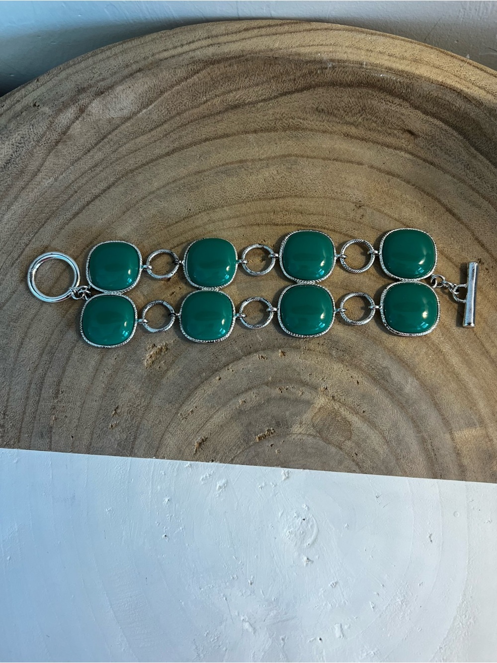 Banana Republic Teal Cushion Cabochon Double-Row Bracelet